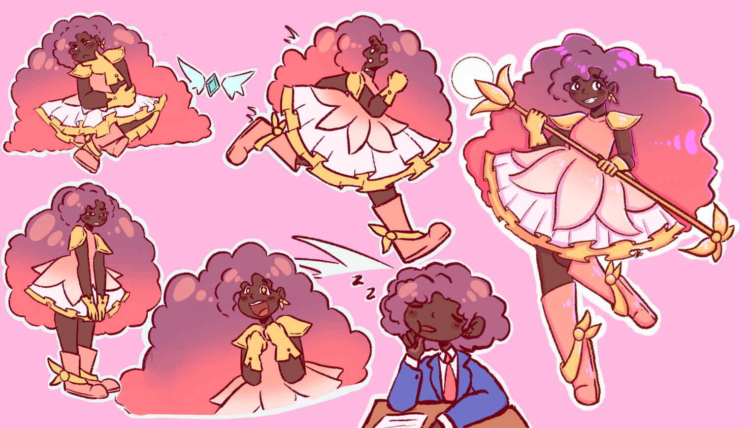 character sheet, coloured, shaded