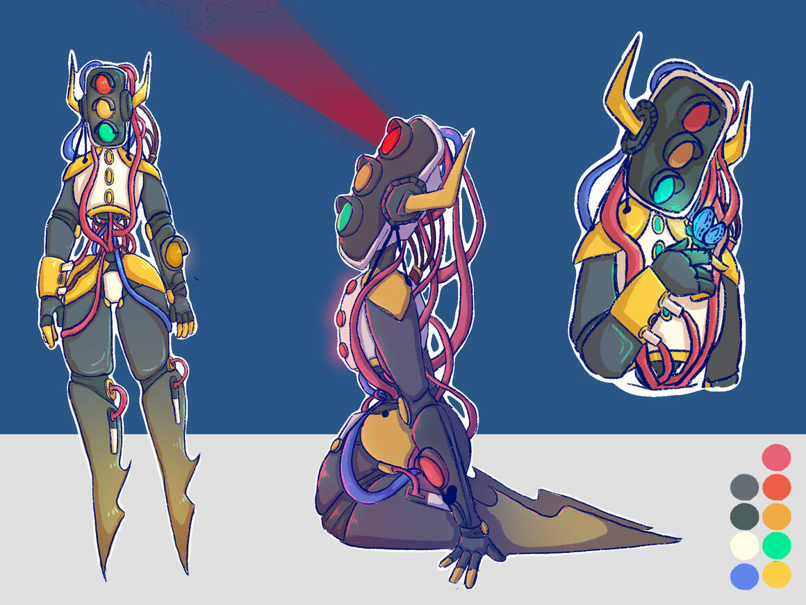 character sheet, coloured, shaded